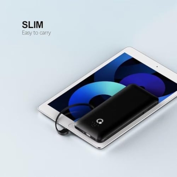Q 10000mAh Slim Power Bank with Built-in AC Plug & Cables
