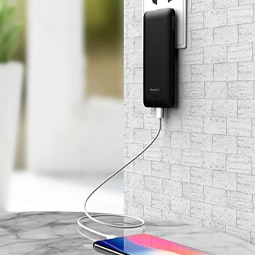Q 10000mAh Slim Power Bank with Built-in AC Plug & Cables