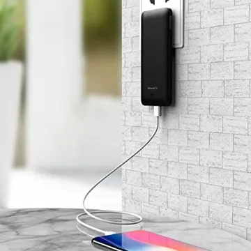 Q 10000mAh Slim Power Bank with Built-in AC Plug & Cables