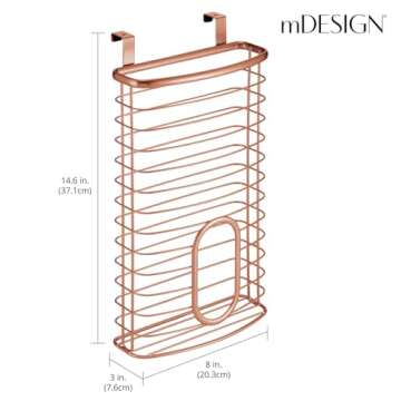mDesign Steel Hanging Cabinet Organizer, Copper, 3in x 8in x 14.6in