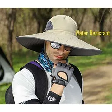 Leotruny Men Wide Brim Sun Hat UPF50+ Waterproof Bucket Hat