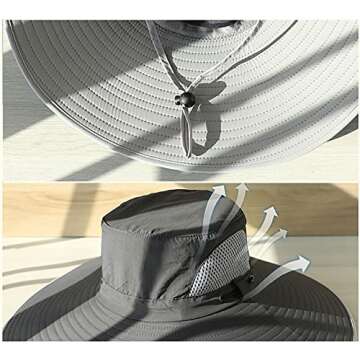 Leotruny Men Wide Brim Sun Hat UPF50+ Waterproof Bucket Hat