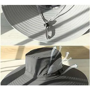 Leotruny Men Wide Brim Sun Hat UPF50+ Waterproof Bucket Hat
