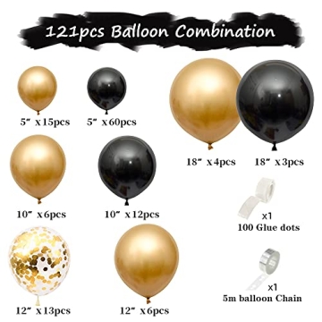 Beliueyes Black Gold Balloon Arch Kit Perfect for Parties