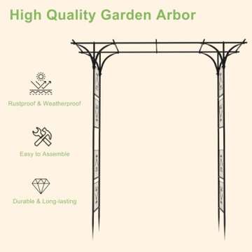 OUSHENG 7FT Garden Arch Arbor, Steel Frame Stand Trellis for Climbing Plants, Outdoor Archway Gate for Wedding Ceremony Decoration Party Vines Lawn Courtyard Patio Backyard