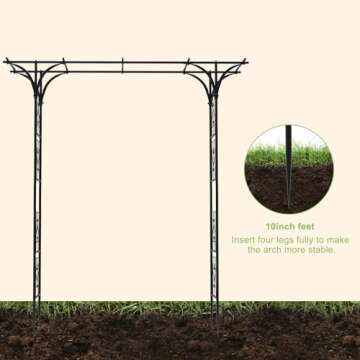 OUSHENG 7FT Garden Arch Arbor, Steel Frame Stand Trellis for Climbing Plants, Outdoor Archway Gate for Wedding Ceremony Decoration Party Vines Lawn Courtyard Patio Backyard