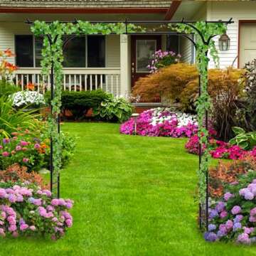 OUSHENG 7FT Garden Arch Arbor, Steel Frame Stand Trellis for Climbing Plants, Outdoor Archway Gate for Wedding Ceremony Decoration Party Vines Lawn Courtyard Patio Backyard