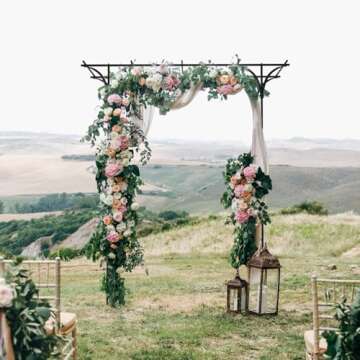 OUSHENG 7FT Garden Arch Arbor, Steel Frame Stand Trellis for Climbing Plants, Outdoor Archway Gate for Wedding Ceremony Decoration Party Vines Lawn Courtyard Patio Backyard