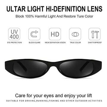 Dollger Retro Rectangle Sunglasses for Women Small Clout Goggles Fashion Oval Skinny Cool Square slim Shades Black