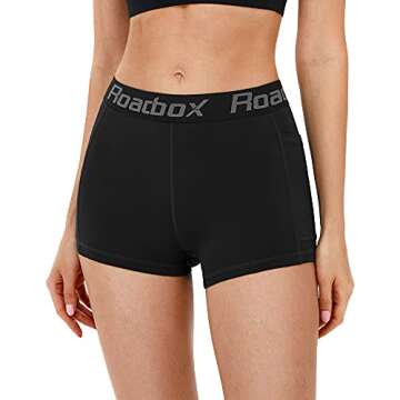 Roadbox 3" Women's Spandex Compression Shorts – Lightweight Athletic Tights for Workout Running Gy...