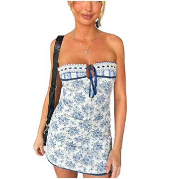 ROAONOCOMO Strapless Off Shoulder Bodycon Mini Dress for Trendy Women