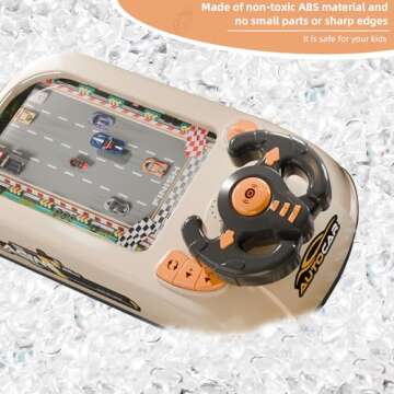 Racing Adventure Car Steering Wheel Toy,Car Racing Adventure Toy with Steering Wheel, Driving Simulator for Kids Racing Car Adventure Steering Wheel Toy,Musical Interactive Steering Wheel Toy (White)