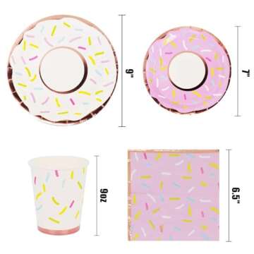 JOYOCEAN 175Pcs Donut Plates and Napkins Party Supplies Two Sweet Birthday Decorations, Donut Party Supplies for Wedding Baby Shower Parties, Donut Party Plates Serves 25