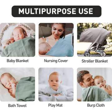 GLLQUEN BABY Muslin Swaddle Blankets for Boys and Girls, 4-Pack Baby Blankets for Girl Boy, Newborn Receiving Blanket, Baby Swaddle Blanket Unisex, Baby Essentials, Registry & Gift, 40 x 38 inches