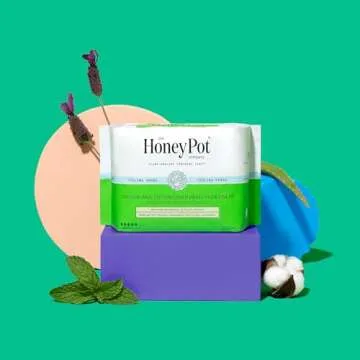 The Honey Pot Company - Herbal Panty Liners for Women - Heavy Flow w/Wings - Infused w/Essential Oils for Cooling Effect & Organic Cotton Cover - Feminine Care - FSA & HSA Eligible - 20 ct