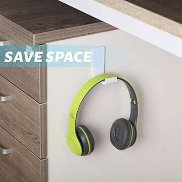 4 Pieces Headphone Hanger Holder Desk Adhesive Headphone Hook Wall Mount Headset Stand Acrylic Holder with Glues for General Purpose Game Earphone(White Pad Style)