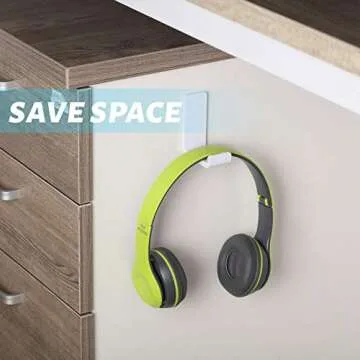 4 Pieces Headphone Hanger Holder Desk Adhesive Headphone Hook Wall Mount Headset Stand Acrylic Holder with Glues for General Purpose Game Earphone(White Pad Style)