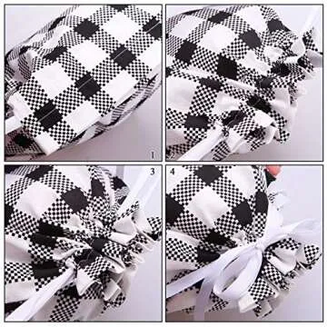 Aneco 6 Pack Plaid Drawstring Cotton Gift Bags for Christmas