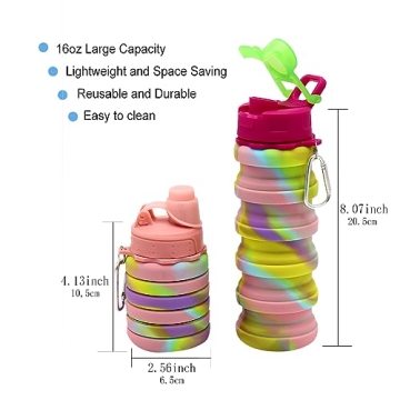WATMHHJQ 500ml Silicone Collapsible Water Bottle