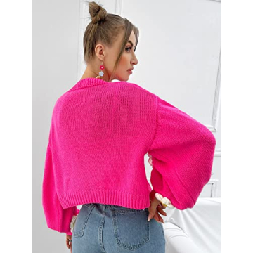 MakeMeChic Women's Floral Applique Cropped Sweater