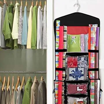 ProPik Hanging Double Sided Wrapping Paper Storage Organizer With Multiple Pockets Organize Your Gif...