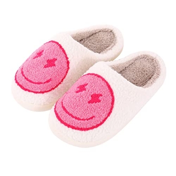 Qubuwalk Retro Lightning Bolt Smile Face Slippers