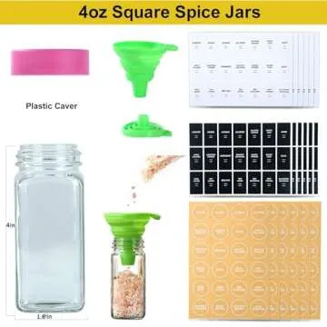 Stylish 24 Glass Spice Jars Set with Custom Labels
