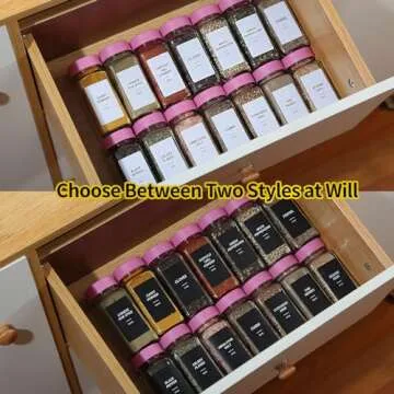 Stylish 24 Glass Spice Jars Set with Custom Labels