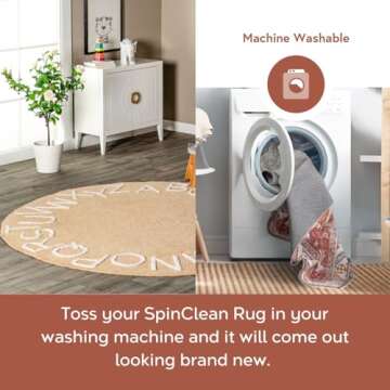 nuLOOM Kids Washable Round Alphabet Area Rug, 6' Round, Beige