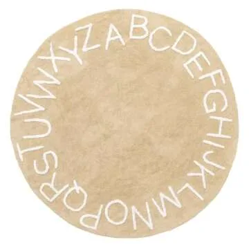 nuLOOM Kids Washable Round Alphabet Area Rug, 6' Round, Beige