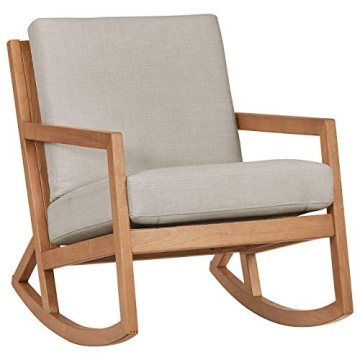 Stone & Beam Modern Hardwood Rocking Chair in Light Grey