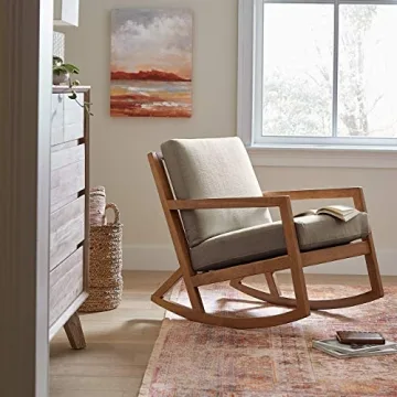 Stone & Beam Modern Hardwood Rocking Chair in Light Grey
