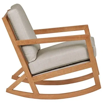 Stone & Beam Modern Hardwood Rocking Chair in Light Grey
