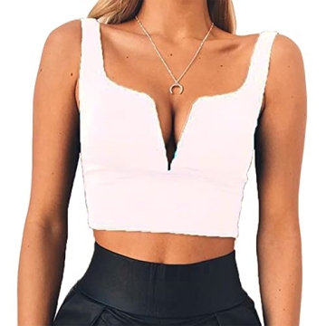 Susupeng Deep V Neck Crop Top for Summer Style