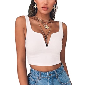 Susupeng Deep V Neck Crop Top for Summer Style