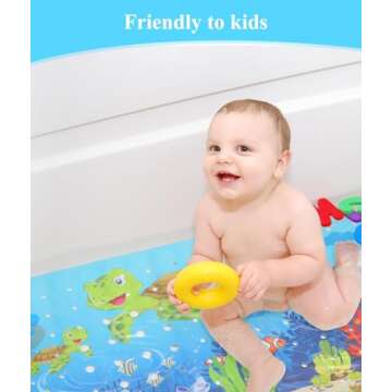 Cartoon Baby Bath Mat, Kids Bathtub Mat Non Slip for Toddler Bath Shower Anti Slip, 40In X 16In with...