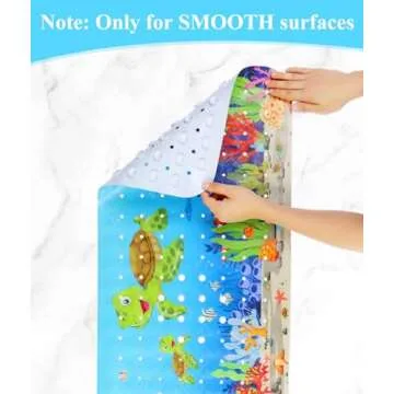 Cartoon Baby Bath Mat, Kids Bathtub Mat Non Slip for Toddler Bath Shower Anti Slip, 40In X 16In with Drain Holes and Suction Cups Machine Washable, Turtles