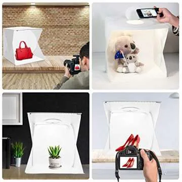Elegant Choise Photo Box 16” x 16” Photo Studio Shooting Tent Top Hole Folding Table Photography Light Box Kit with 6 Color Background for Product Photography
