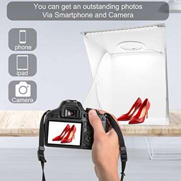 Elegant Choise Photo Box 16” x 16” Photo Studio Shooting Tent Top Hole Folding Table Photography Light Box Kit with 6 Color Background for Product Photography