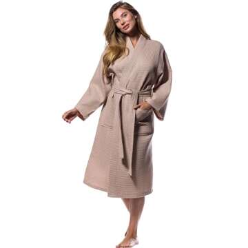 Turquaz Robes For Women Lightweight Unisex Waffle Kimono Bathrobe Mothers day Gifts
