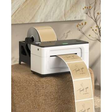 MUNBYN 3 Inch Brown Round Thermal Labels, Multi-Purpose Circle Thermal Stickers for Small Business, ...