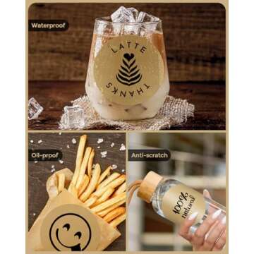 MUNBYN 3 Inch Brown Round Thermal Labels, Multi-Purpose Circle Thermal Stickers for Small Business, 500 Labels/1 Roll