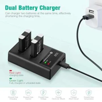 FirstPower 2-Pack NB-13L Battery and Dual USB Charger Compatible with Canon PowerShot G7 X Mark II, G7 X, G1 X Mark III, G5 X, G5X Mark II, G9 X, G9 X Mark II, SX620 HS, SX720 HS, SX730 HS, SX740 HS