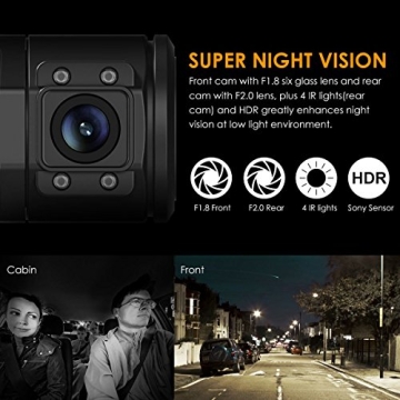 Vantrue N2 Pro Dual Dash Cam with Night Vision Technology