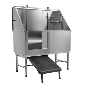 PawBest Stainless Steel Dog Grooming Bath Tub with Ramp, Faucet, Hoses and Loops (50" Bathtub)
