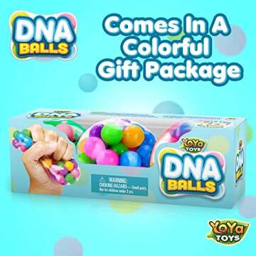 YoYa Toys DNA Balls - Fidget Toy Stress Ball - Colorful Soft Squishy - Mental Stimulation, Clarity & Focus Tool - Fun for Any Age - 3 Pack