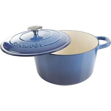 Crock-Pot Artisan Round Enameled Cast Iron Dutch Oven, 5-Quart, Blue