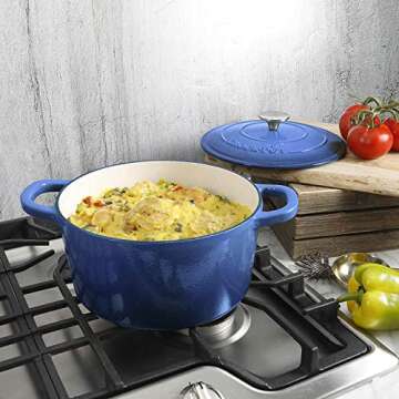 Crock-Pot Artisan Round Enameled Cast Iron Dutch Oven, 5-Quart, Blue