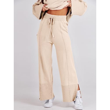 ANRABESS Women's Oversized Knit Sweater Wide Leg Pant Set