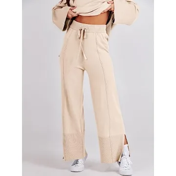 ANRABESS Women's Oversized Knit Sweater Wide Leg Pant Set